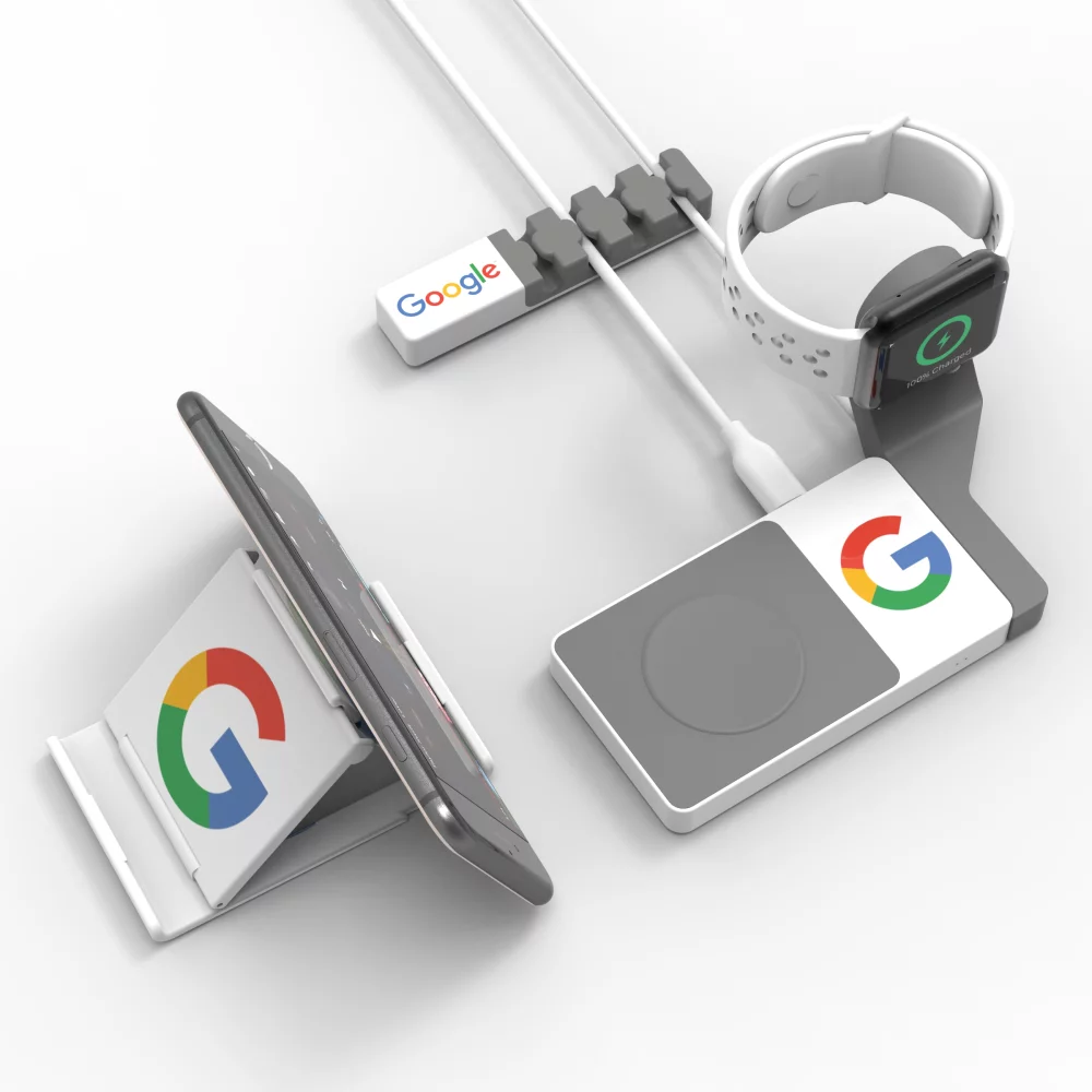 Kit DeskSaver Power : tapis de chargement sans fil, organiseur de câbles et support de téléphone