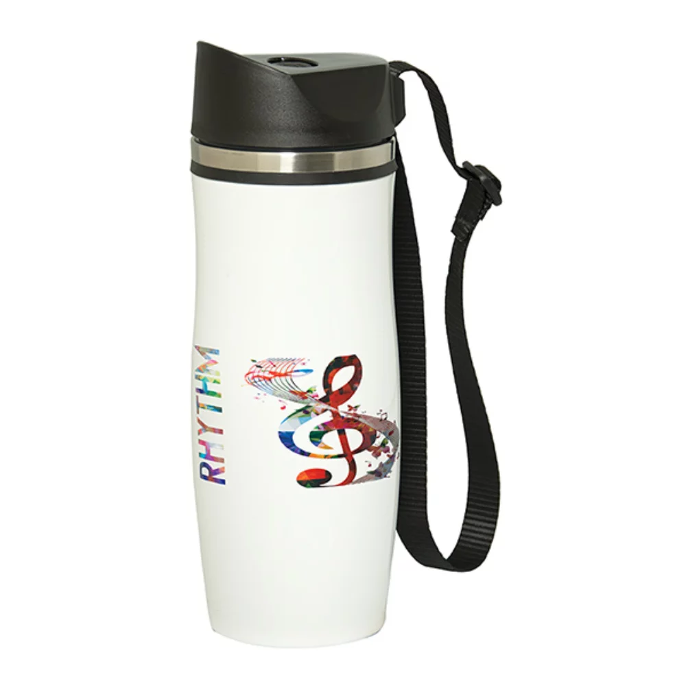 Bouteille gobelet en acier inoxydable Floren Hill de 450 ml (13,5 oz) avec couvercle à sangle.