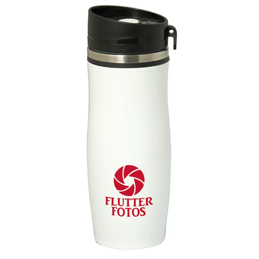 Verre de 450 ml (13,5 oz liquides) avec couvercle à bouton-poussoir.