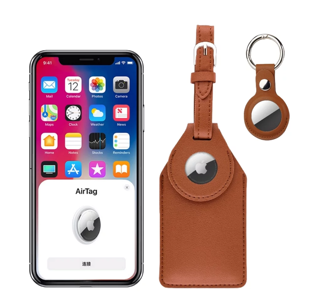 Étiquette de bagage + PORTE-CLÉS avec support pour AirTag KIT