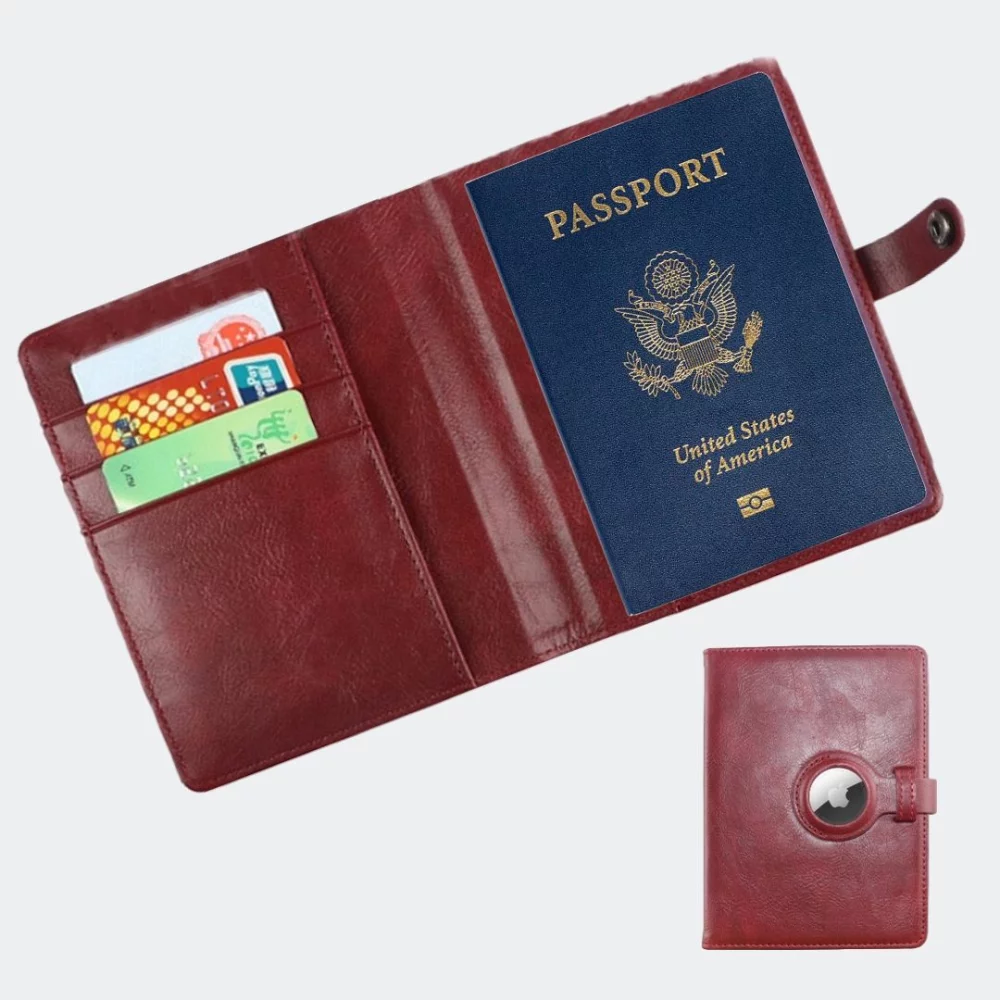 RFID Passport Wallet + Luggage Tag w/ Air tag Holder KIT