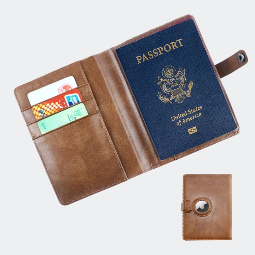 RFID Passport Wallet + Luggage Tag w/ Air tag Holder KIT