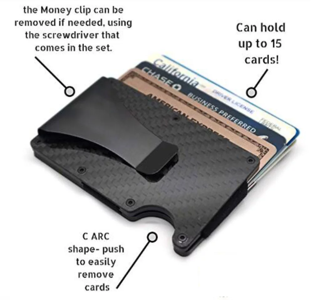 Ensemble cadeau portefeuille RFID en fibre de carbone + porte-clés AIRTAG