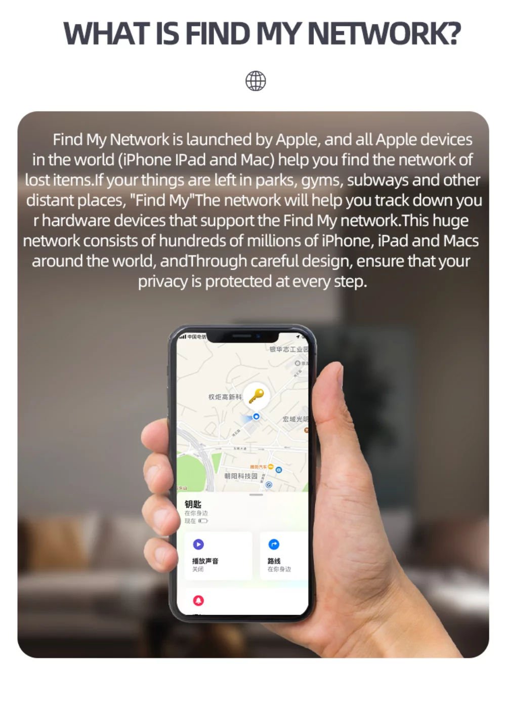 Suivi intelligent - iOS avec étui pour clés