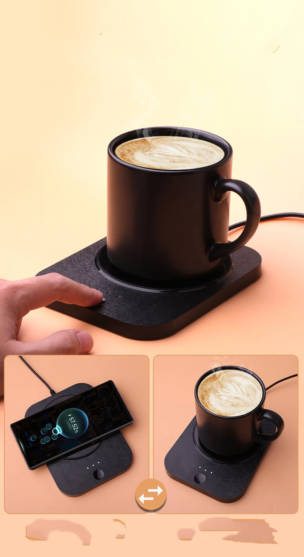 Mug Warmer + 15W Wireless charger w/ Mug