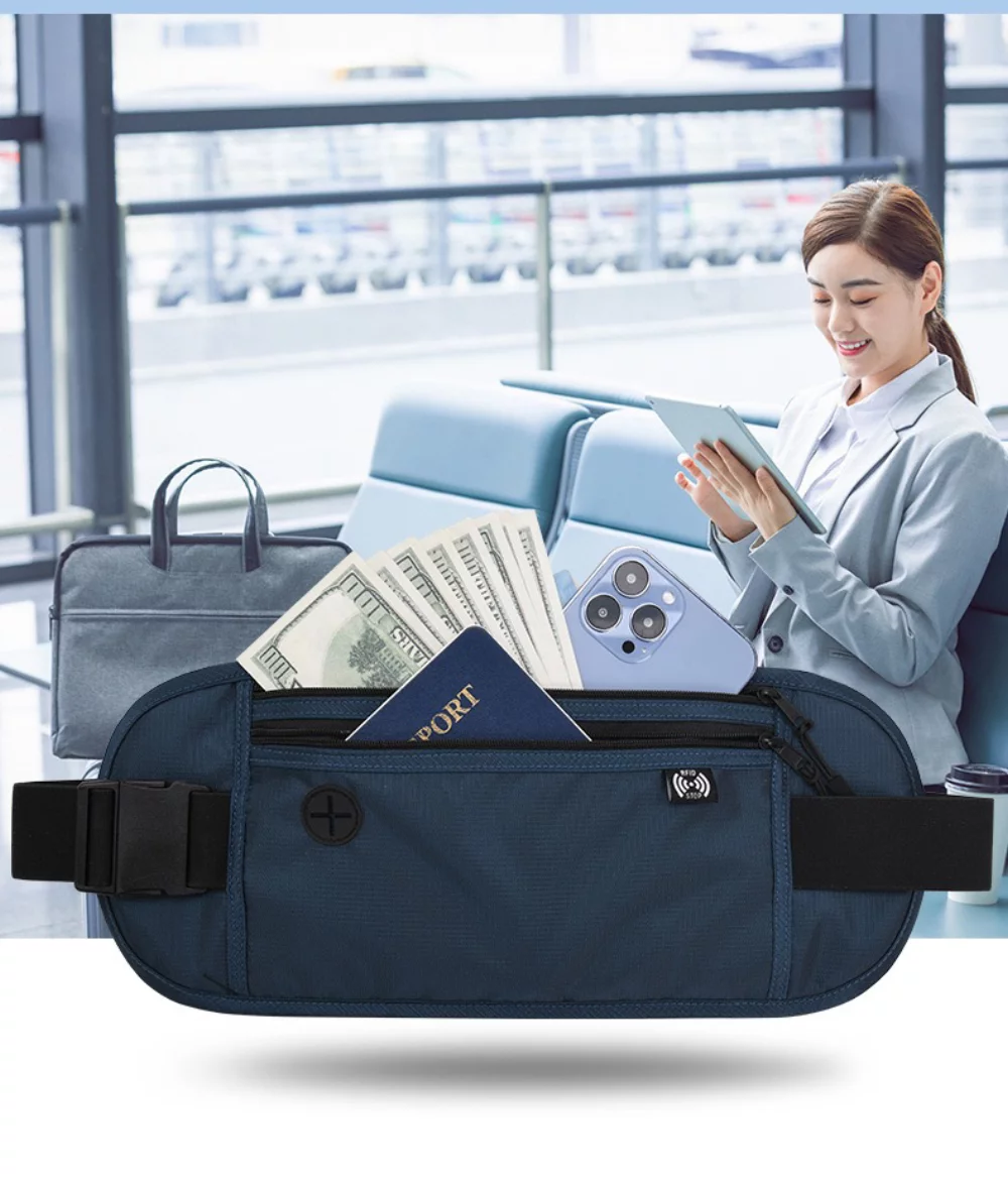 Ceinture porte-monnaie de voyage RFID pour passeport