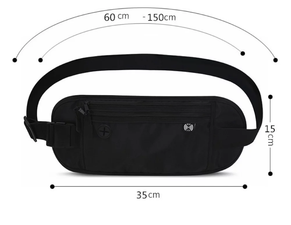 Ceinture porte-monnaie de voyage RFID pour passeport