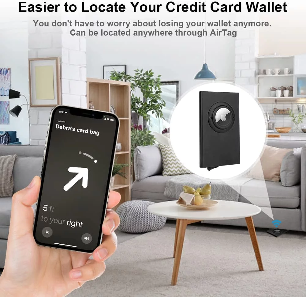 Slim RFID Wallet + KEYCHAIN w/ Air tag Holder KIT