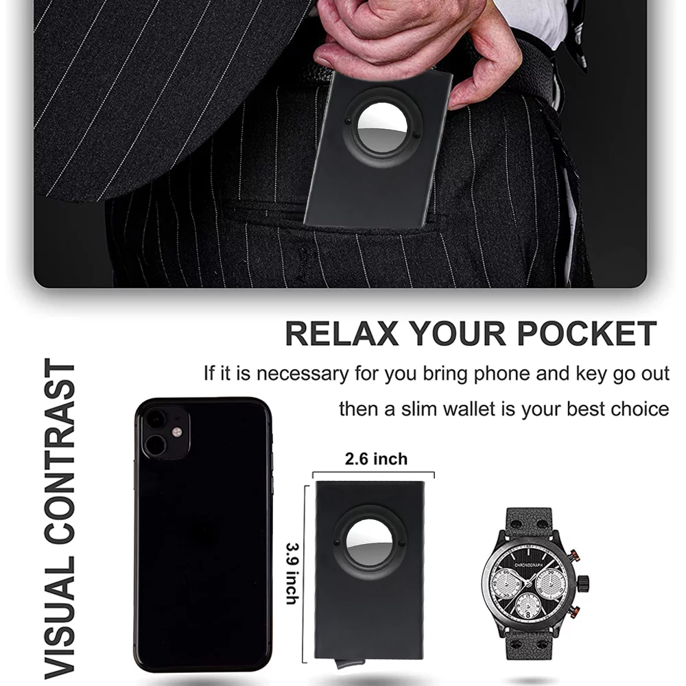 Slim RFID Wallet w/ Air tag Holder