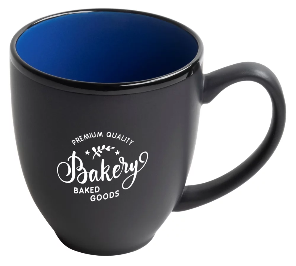 Mug bistro 16 oz noir/bleu bicolore dans une boîte cadeau Ripple