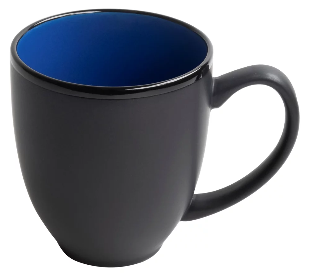 Mug bistro 16 oz noir/bleu 2 tons dans une boîte cadeau Ripple - Gravé