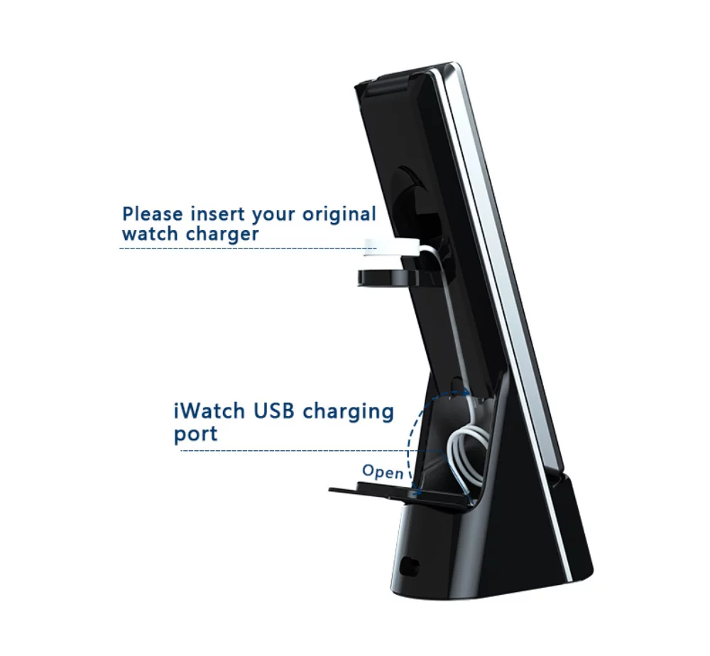 Station de charge sans fil 3 en 1 Lampe/Réveil *Charge Rapide 15W*