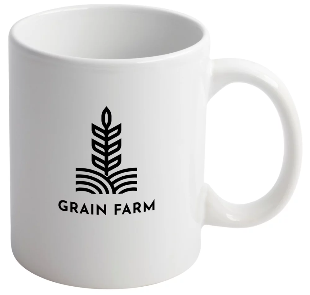Tasse blanche de 11 oz avec anse en forme de C - Emballage en vrac/Palette