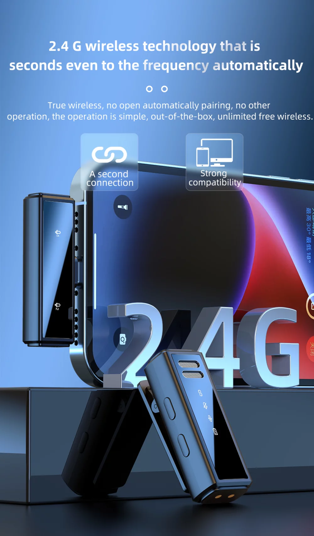 2 PCS Wireless Lavalier Microphone