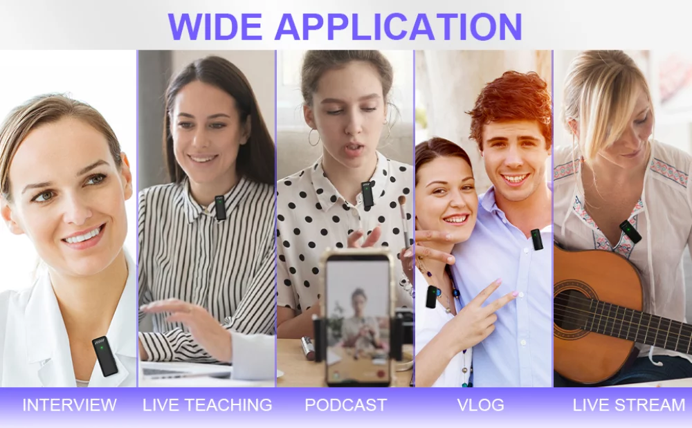 Microphone cravate sans fil 2 pièces