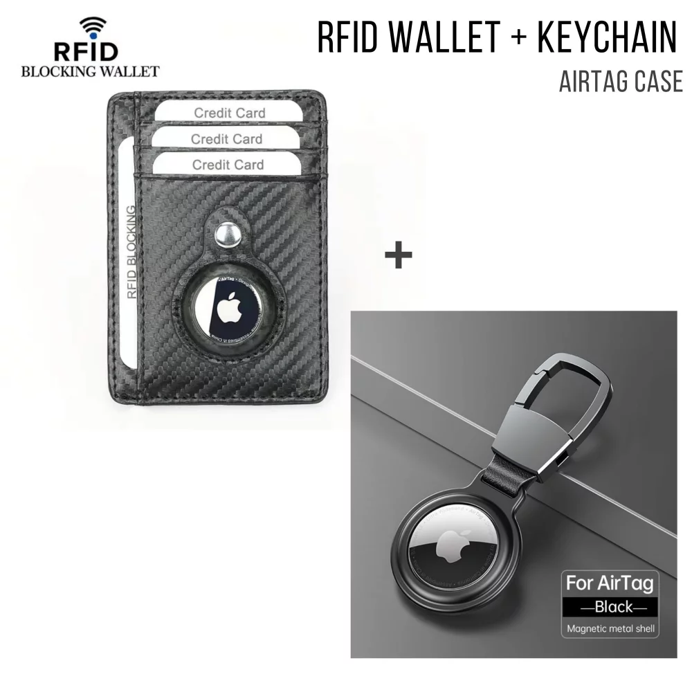 RFID Wallet + KEYCHAIN w/ Air tag Holder KIT