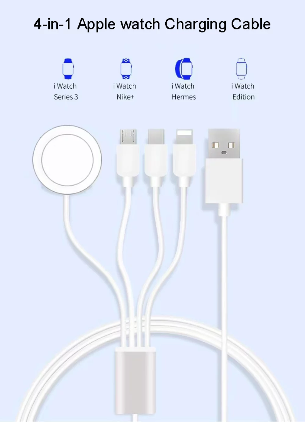 Câble de charge 4 en 1 + chargeur Apple Watch
