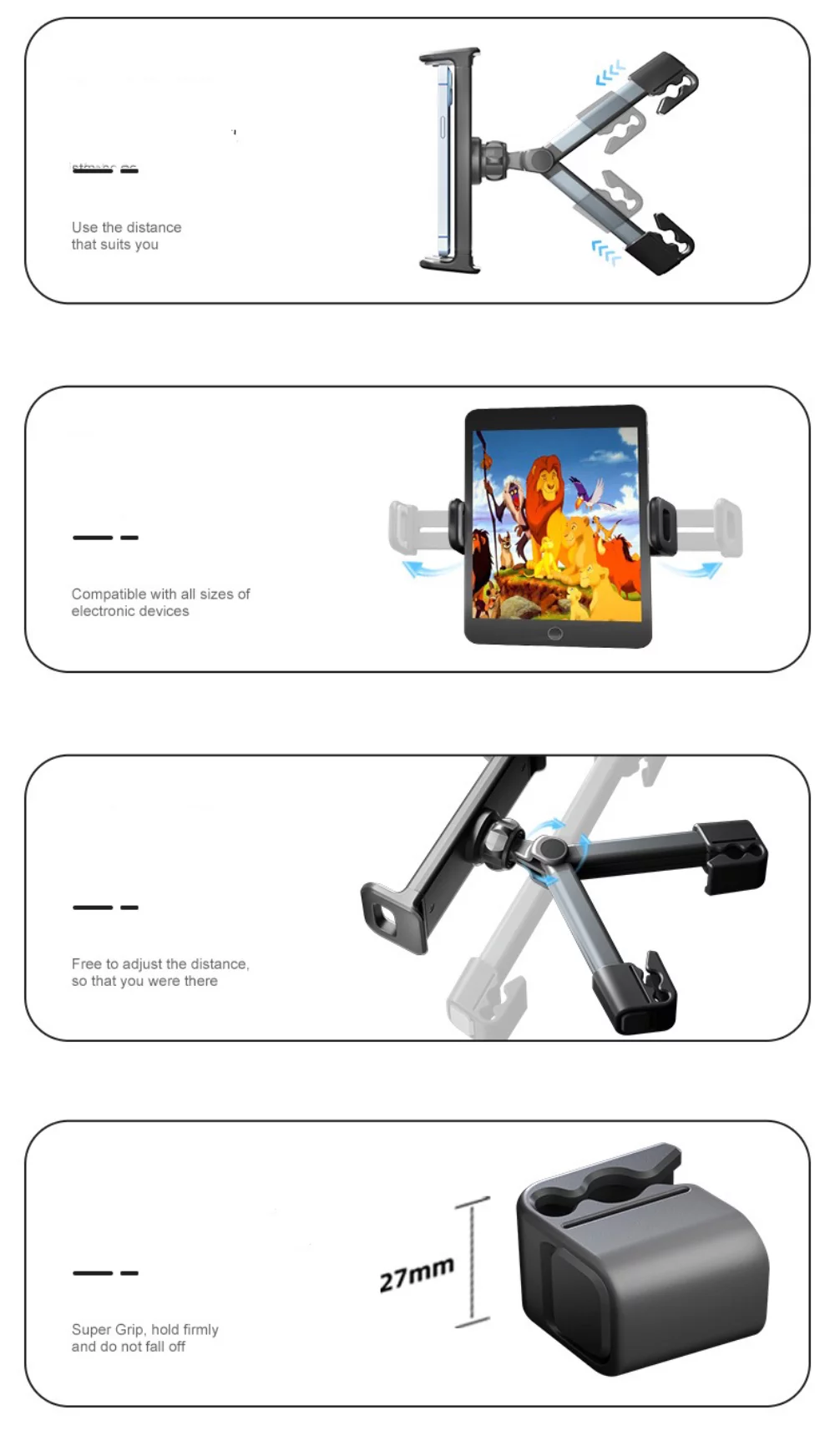 Support de tablette/iPad/mobile pour appuie-tête de voiture