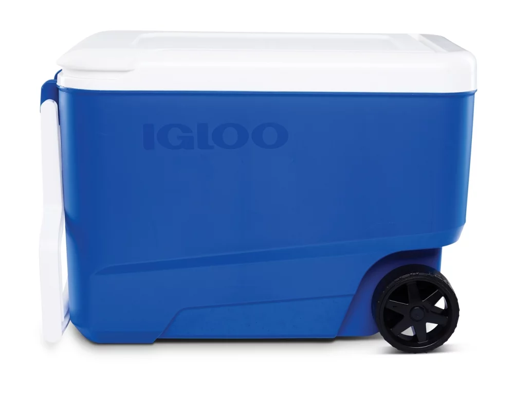 Glacière Igloo Wheelie Cool 38qt sur roues Bleu (Non décorée)
