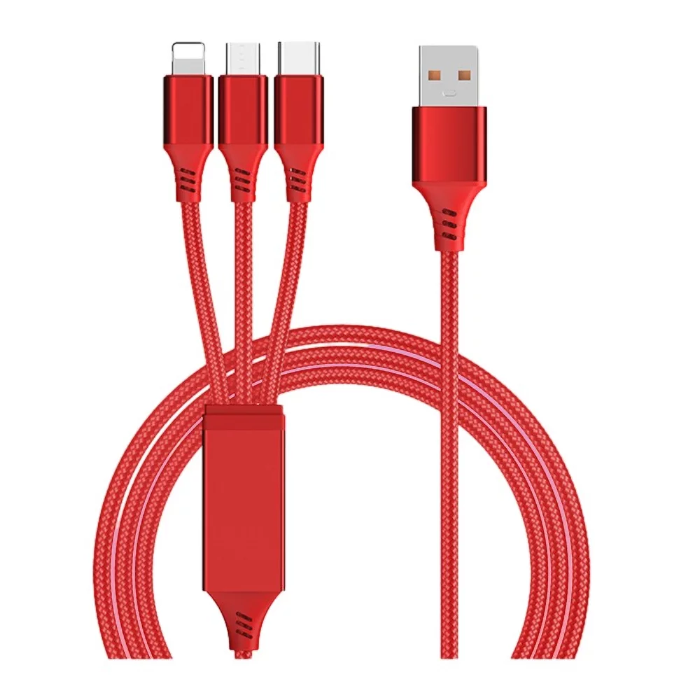 Câble de données de charge rapide PD 3-1 3A avec logo lumineux