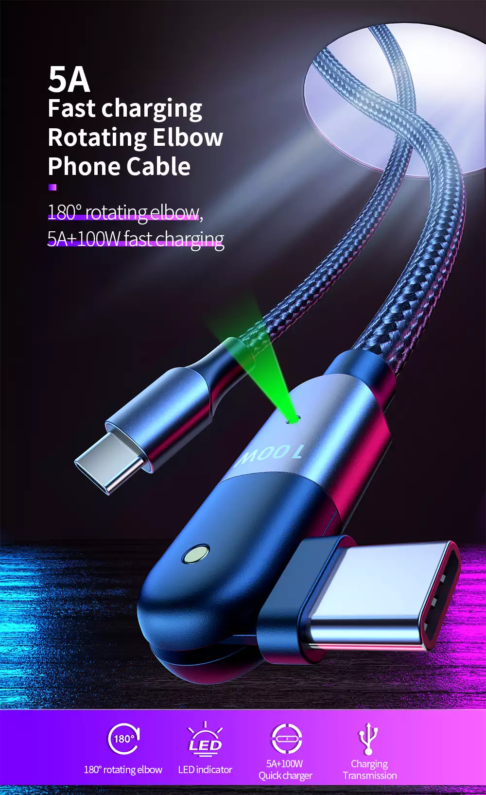 Câble de charge rapide TYPE C PD 5A