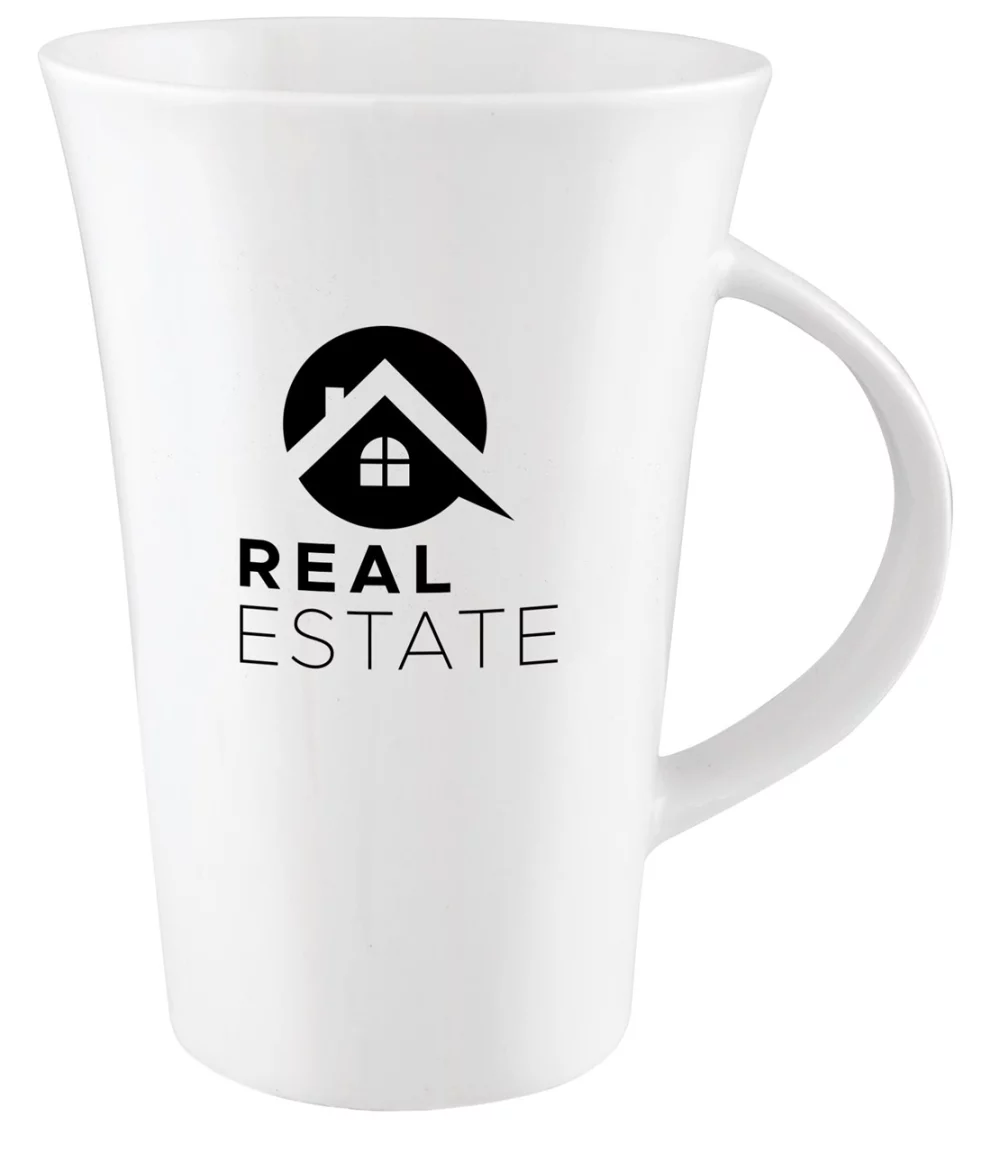 Tasse en porcelaine blanche Provence 14 oz
