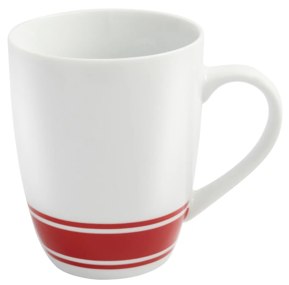 Deux tasses blanches et rouges de 12 onces.