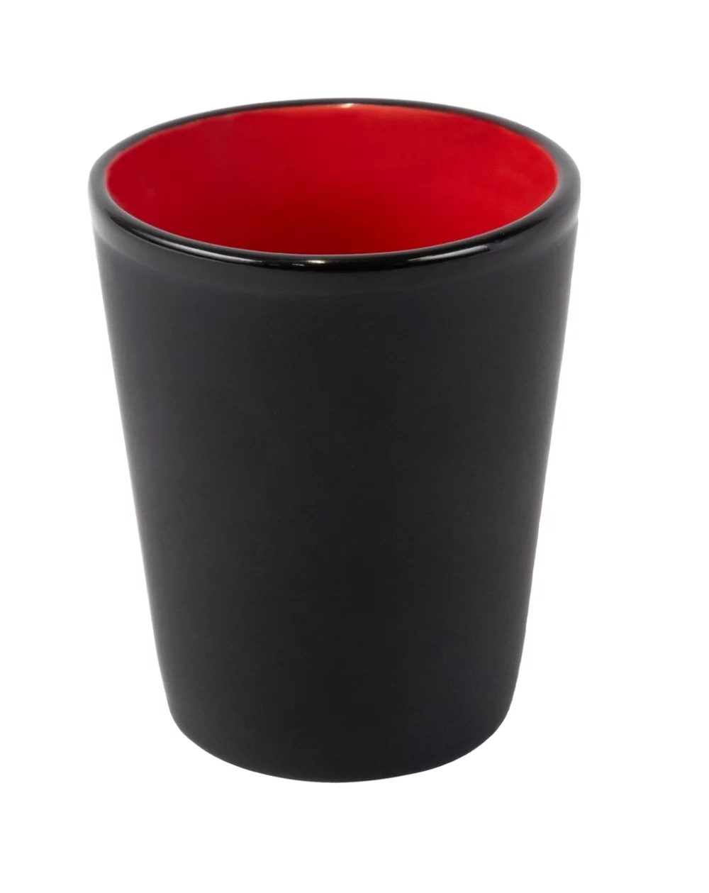 Hilo Thimble 1.5oz 2tone black/red ceramic shot glass