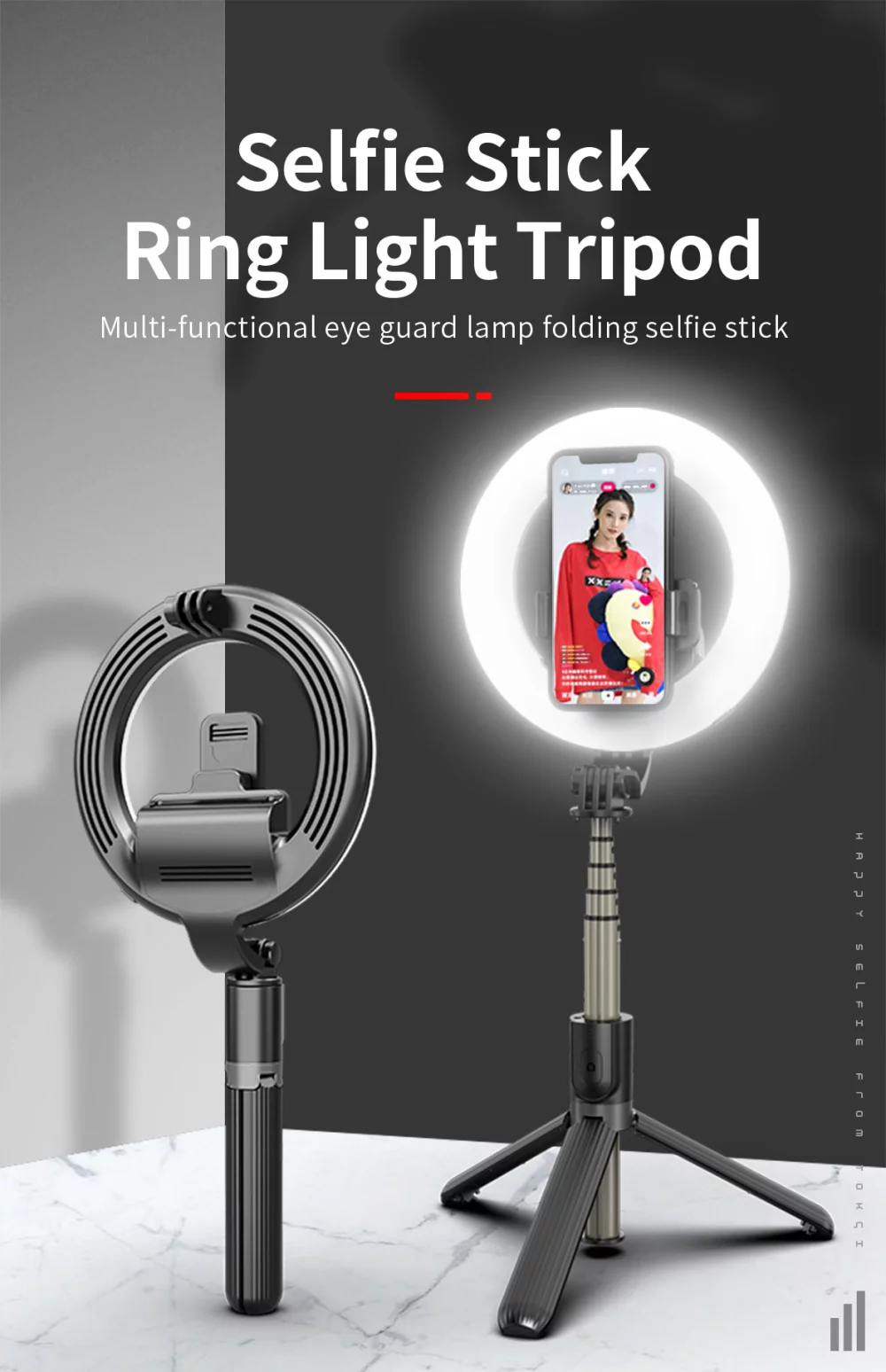 6" Ring Light Bluetooth Selfie Stick w/Tripod
