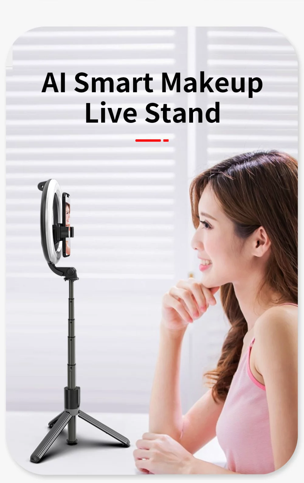 6" Ring Light Bluetooth Selfie Stick w/Tripod