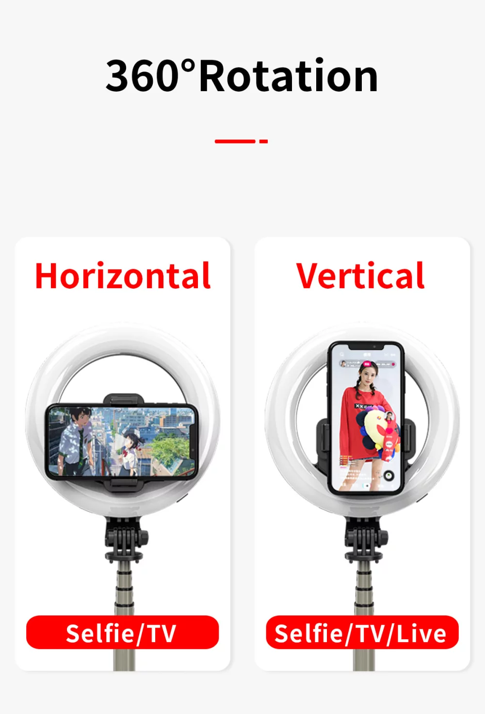 6" Ring Light Bluetooth Selfie Stick w/Tripod