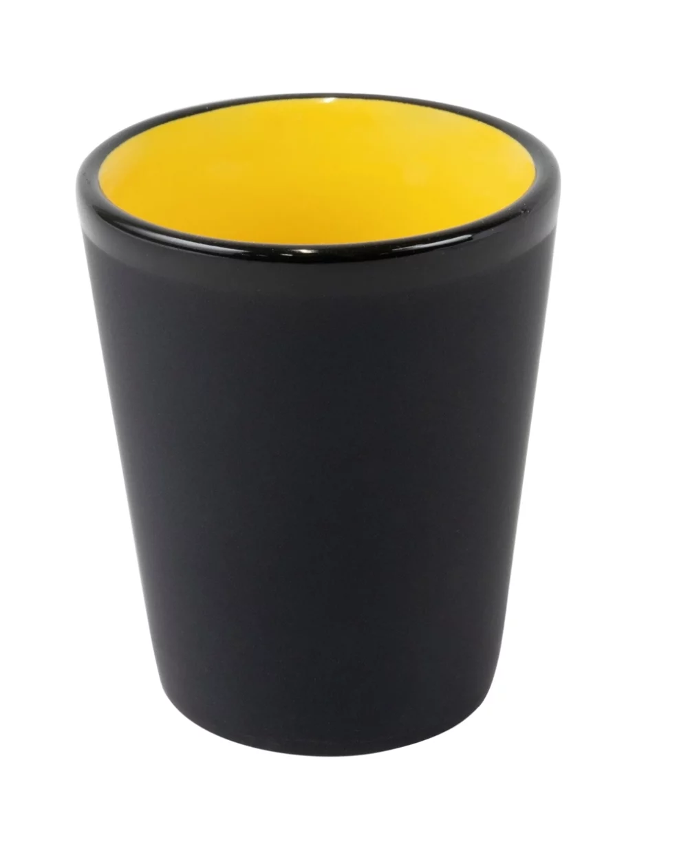 Hilo Thimble 1.5oz 2tone black/yellow ceramic shot glass