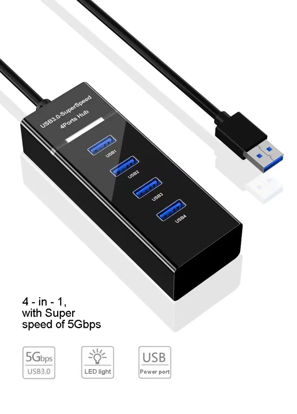 Concentrateur USB 3.0 RAPIDE 4 PORTS