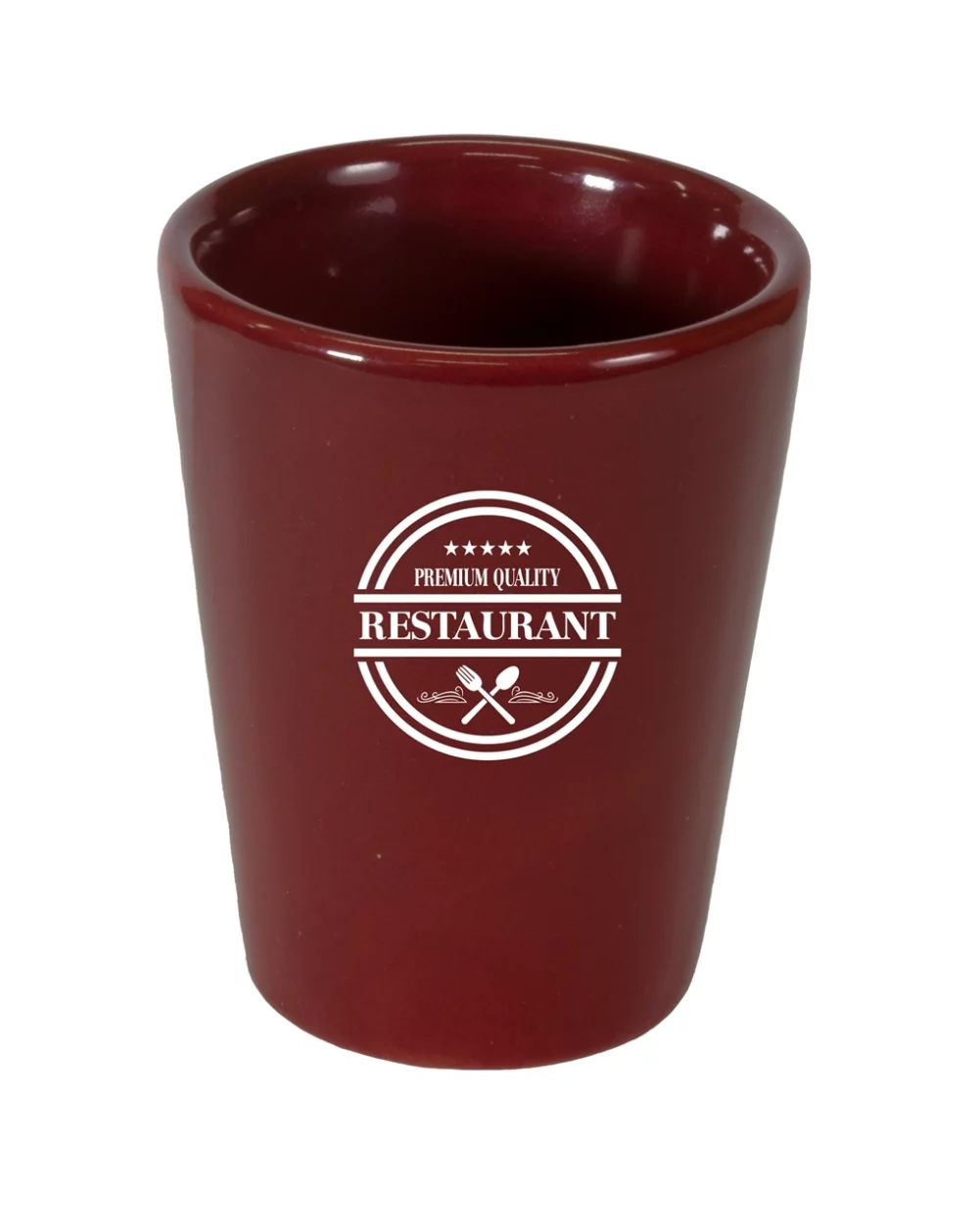 Verre à shot en céramique brillante de 2 oz, couleur bordeaux.