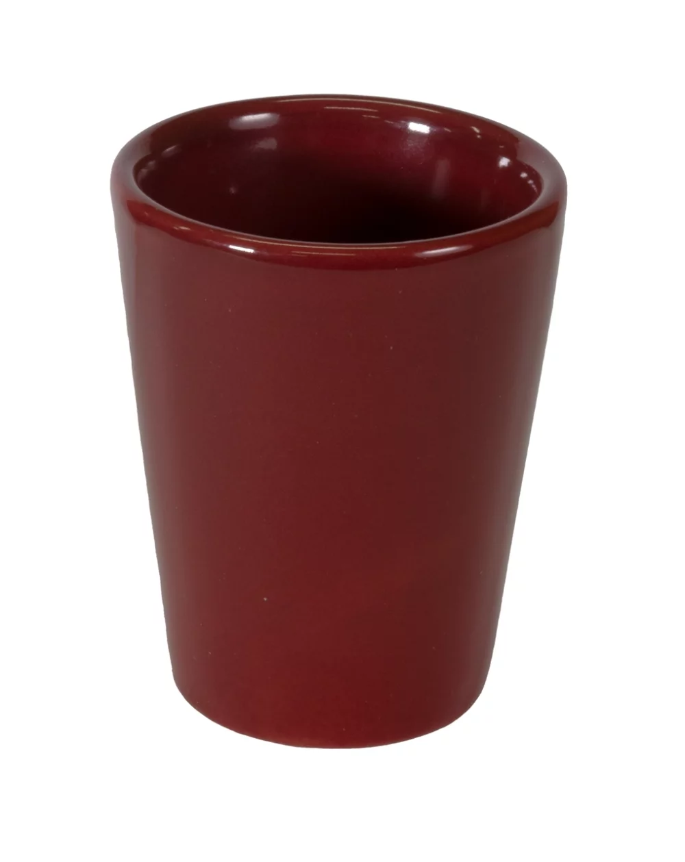 Verre à shot en céramique brillante de 2 oz, couleur bordeaux.