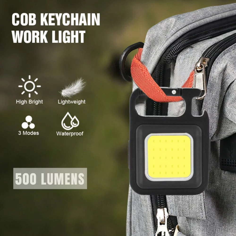 Lampe de travail rechargeable à LED COB pour porte-clés
