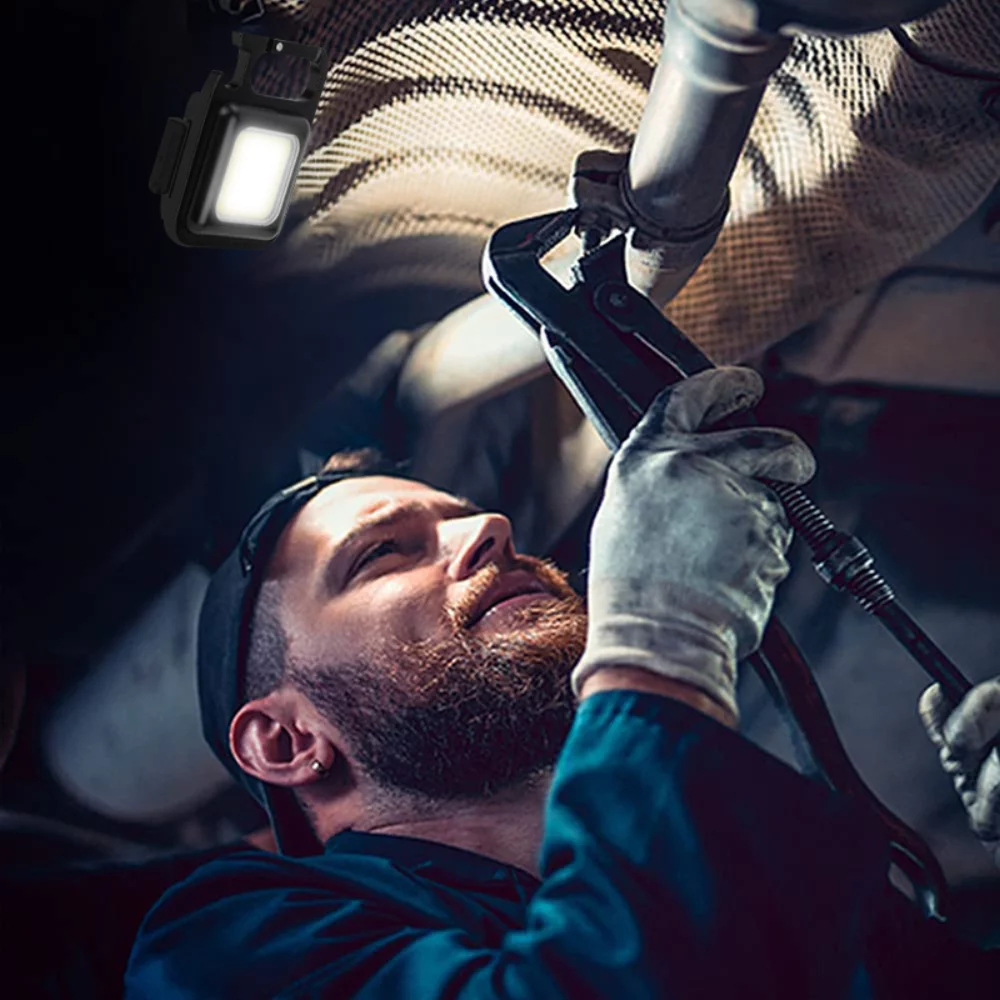 Lampe de travail rechargeable à LED COB pour porte-clés