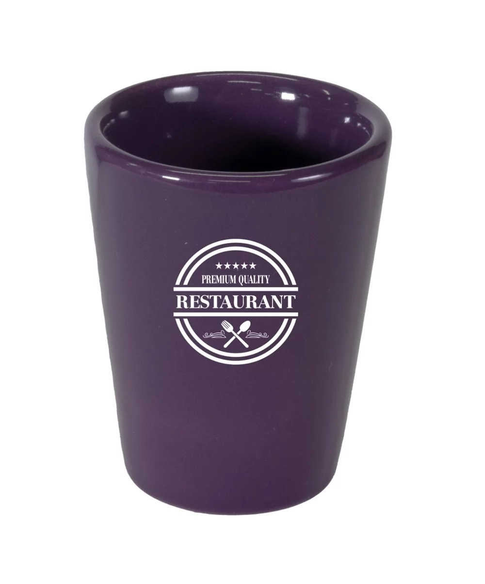 Verre à shot en céramique brillante de 2 oz, violet.