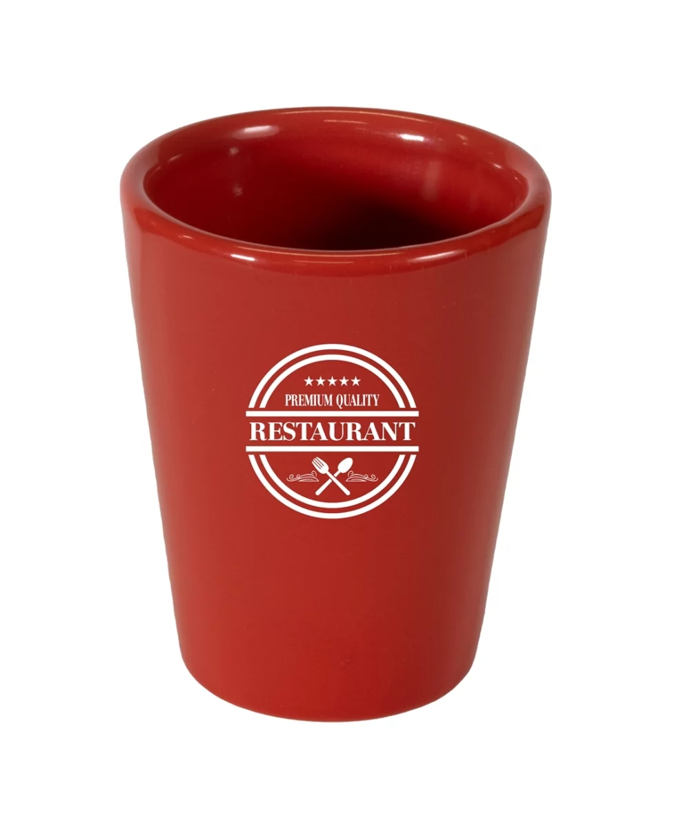 Verre à shot en céramique brillante rouge de 2 oz.