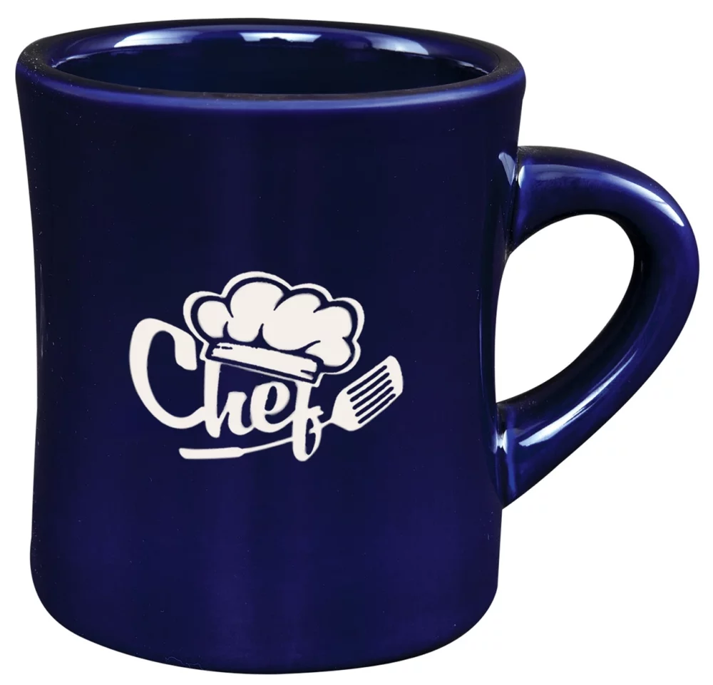 Tasse à dîner en cobalt de 10 oz vitrifiée - Gravée