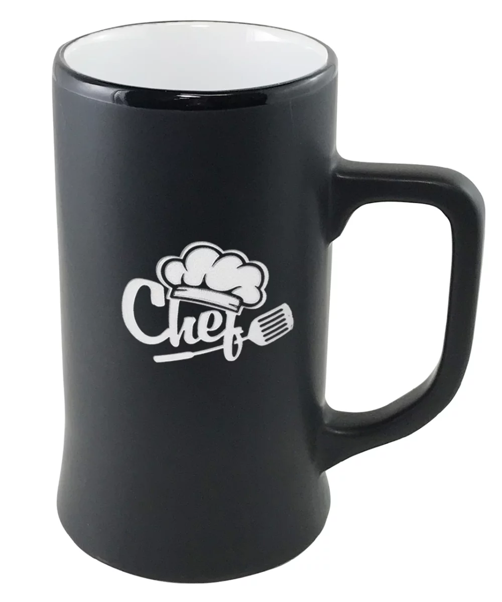 Chope en céramique Cambria 14 oz noir mat avec intérieur blanc dans une boîte cadeau Ripple - Gravée