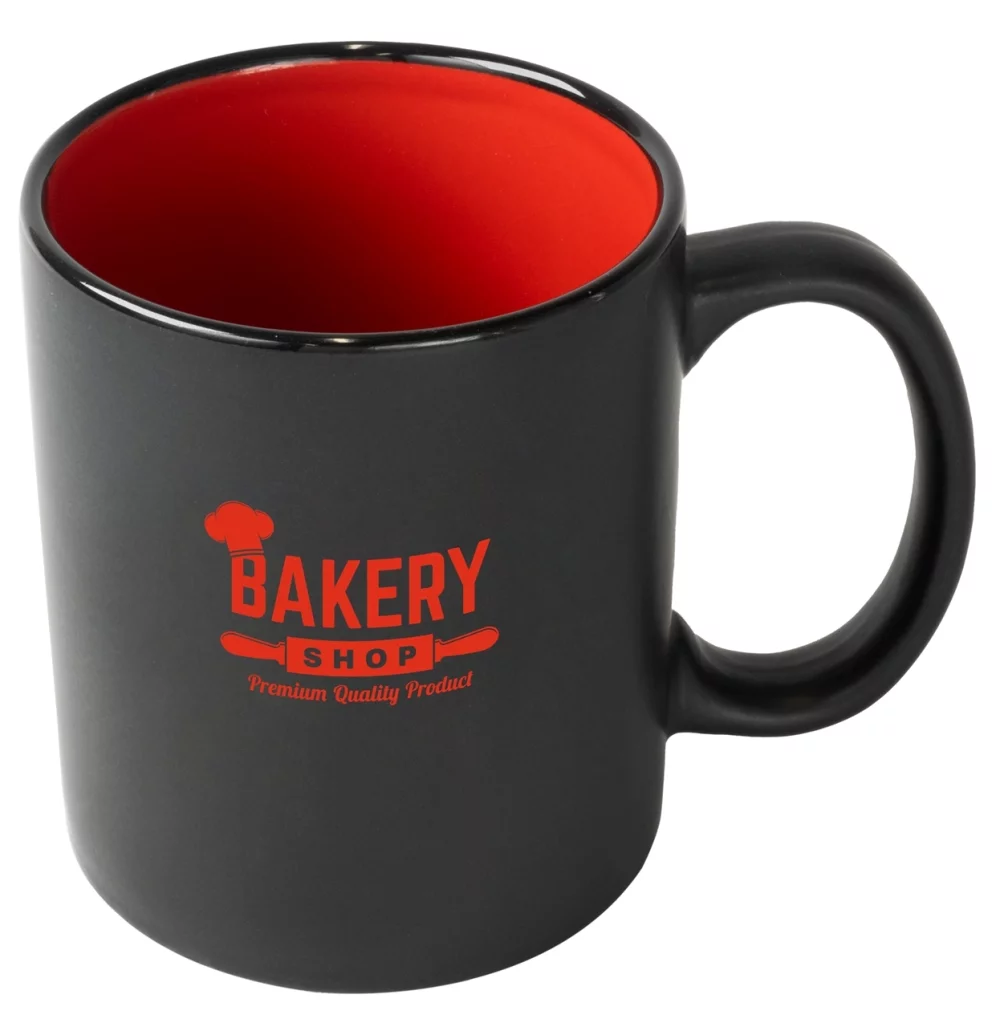 Chalk 11oz 2tone black/red mug in Ripple brown Gift box