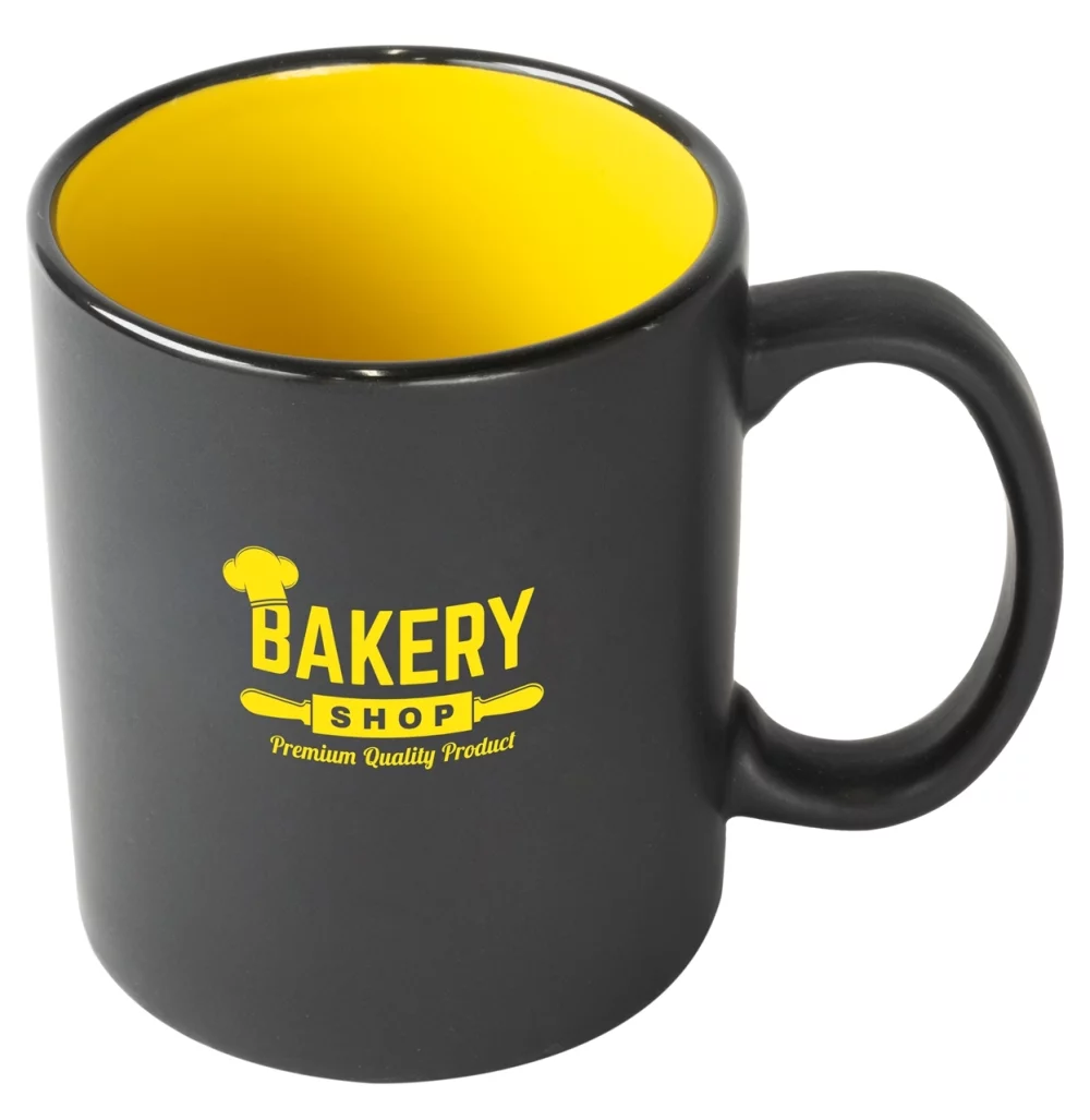 Chalk 11oz 2tone black/yellow mug in Ripple brown Gift box