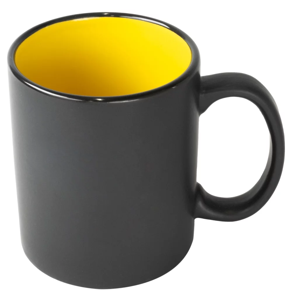 Chalk 11oz 2tone black/yellow mug in Ripple brown Gift box