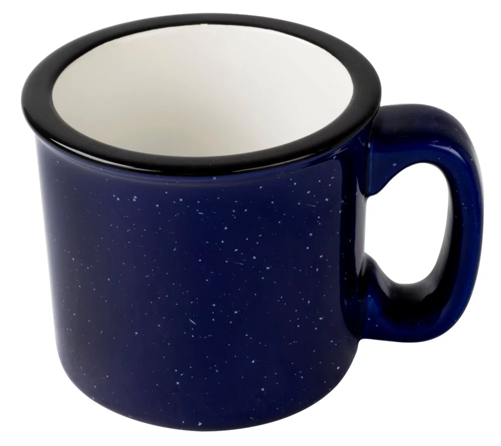 Camper 15oz speckled 2tone cobalt/white mug - Etched
