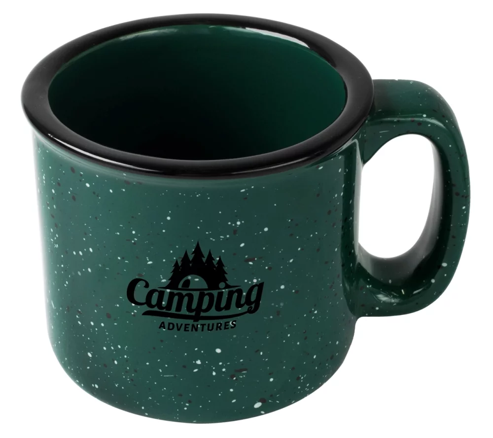 Tasse de camping de 15 oz, vert foncé moucheté