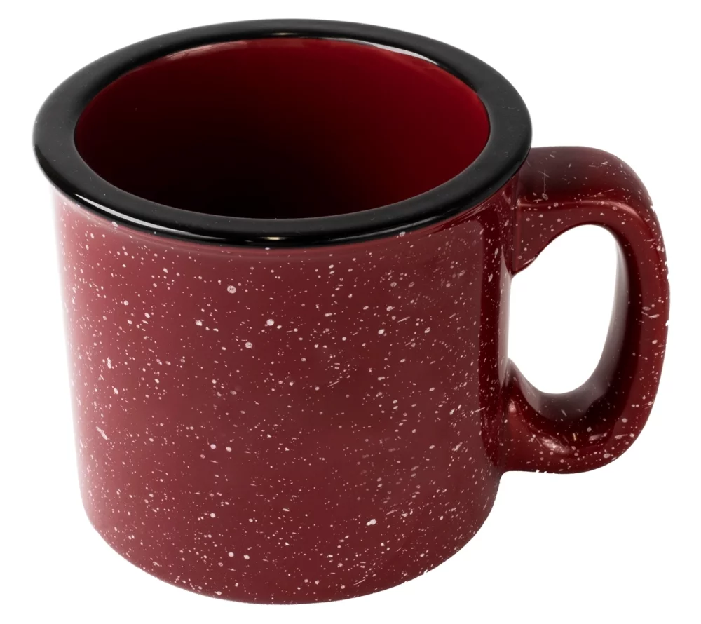 Tasse de camping de 15 oz en rouge moucheté - Gravée