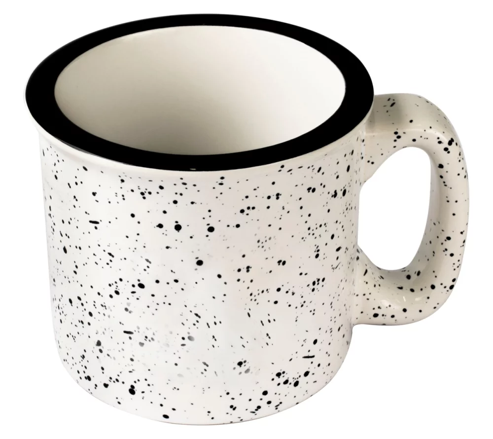 Tasse de camping blanche tachetée de 15 oz