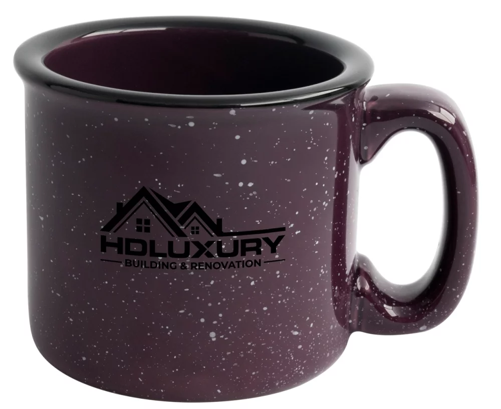 Santa Fe 15oz speckled/plum mug with black rim