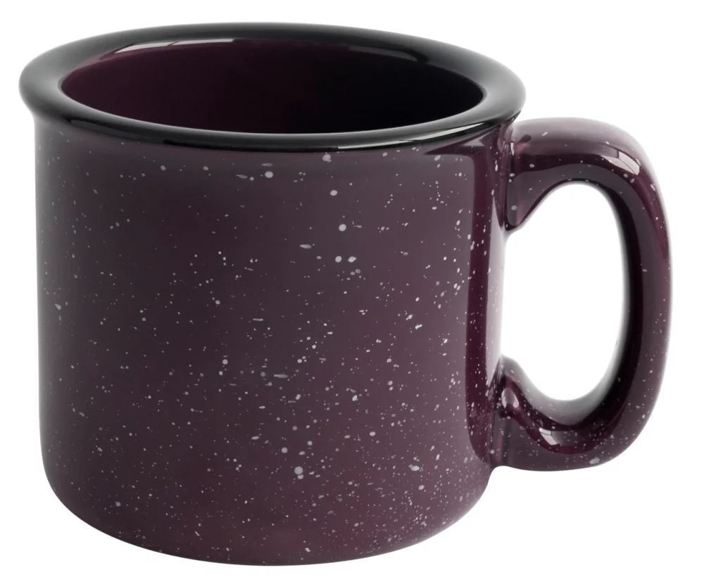 Santa Fe 15oz speckled/plum mug with black rim